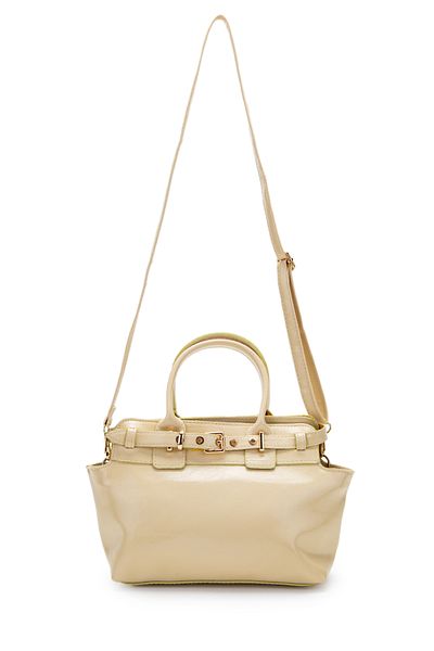 minebag Belt Detailed Faux Leather Women's Crossbody Bag Despina Butter Yellow
