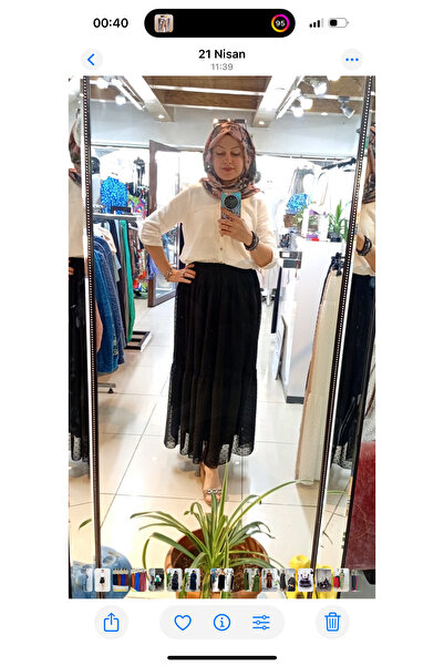 Butik Kadın Puantiyeli İçi Astarlı ŞİFON Etek Standart Beden