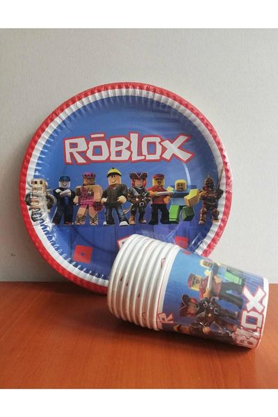 AKTEZ-EL Roblox Cup Paper Plate - Pack of 8