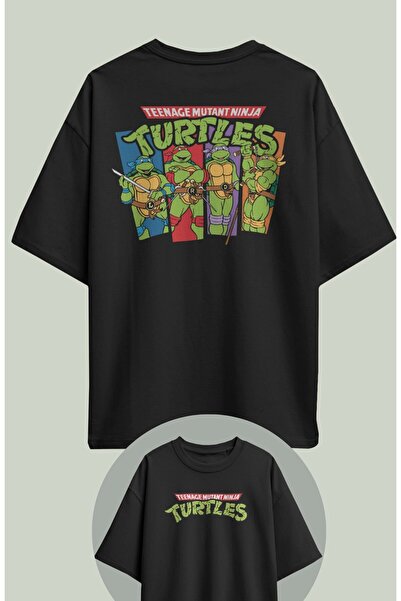 CNGZSHOP تي شيرت مطبوع عليه ظهر سلحفاة النينجا للجنسين، تي شيرت كبير الحجم بط...