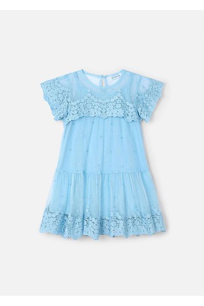 MAYORAL Rochie din tul brodat pentru fete albastru 3909