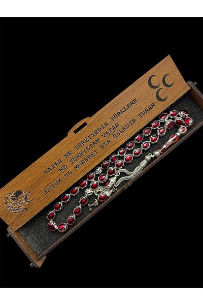 KANUNİ TESBİH Red Enamel Embroidered Letter Metal Rosary, Letter Rosary, Gift Rosary, Men's Rosary