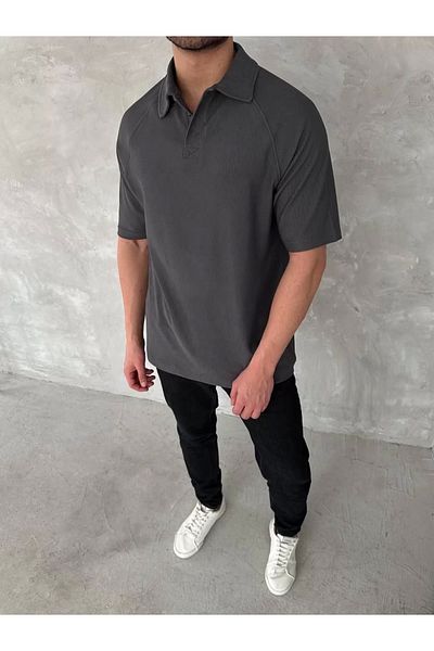 CVS Collared Placket Short Sleeve T-Shirt - Anthracite