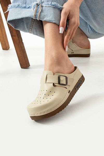 AlbiShoes Berry Light Heeled 5 CM Ανατομική κλειστή μπροστινή πόρπη Άνετες εύκαμπτες παντόφλες καθημερινής νοσοκόμας για το σπίτι