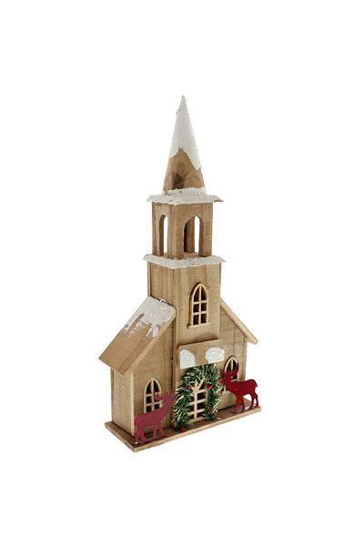 GiftExpress Illuminated Wooden Church 38cm