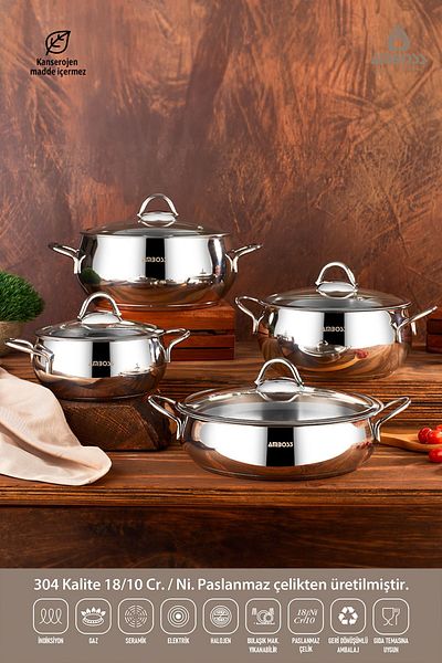 Amboss Stone Stainless Steel Induction Base 8 Piece Cookware Set