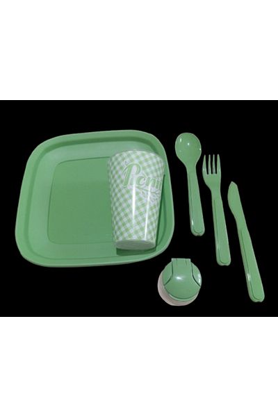 Lider MAGNESİA Picnic Set for 6 People Plate Fork Spoon Knife Glass Salt Shaker Product Is Shipped Without Outer Box