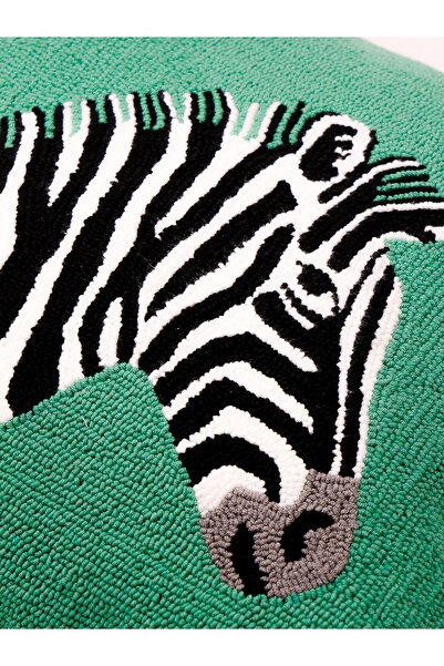 Galia Tasarım Özel Tasarım Zebra Figürlü Punch Kırlent Kılıfı / Yeşil