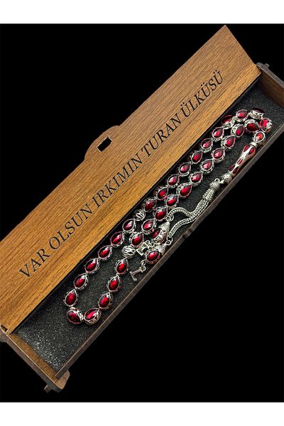 KANUNİ TESBİH Red Enamel Embroidered Letter Metal Rosary, Letter Rosary, Gift Rosary, Men's Rosary