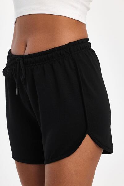 mmetalic Women's Slit Combed Cotton Fabric Regular Fit Black Short Mini Casual Shorts