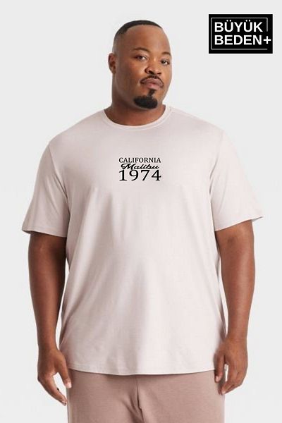 Superlife Ανδρικό μπλουζάκι Superlife μεγάλου μεγέθους California 1974 με στάμπα με λαιμόκοψη SPR25BTS906