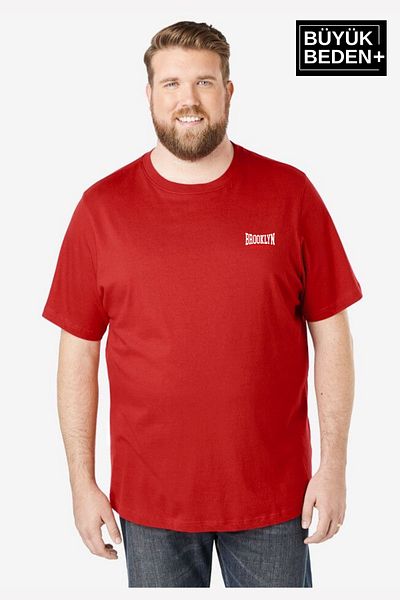 Superlife Superlife Men's Large Size Brooklyn 1970 Printed Crew Neck T-Shirt Spr25Bts904