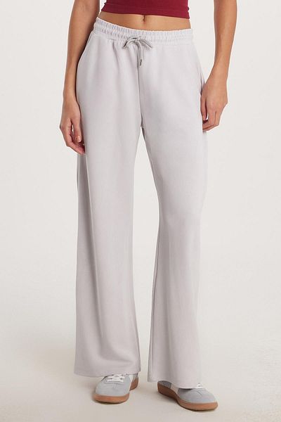 Tudors Women's Relax Fit Relaxed Cut Modal Fabric Wide Leg Gray Sweatpants with Elastic Waist