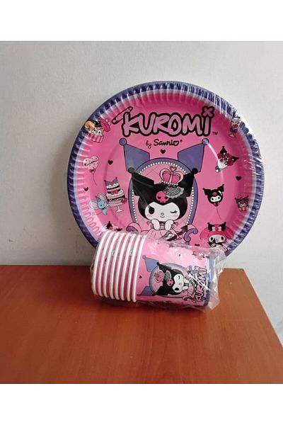AKTEZ-EL Kuromi Paper Plate - Cup 8 Pack