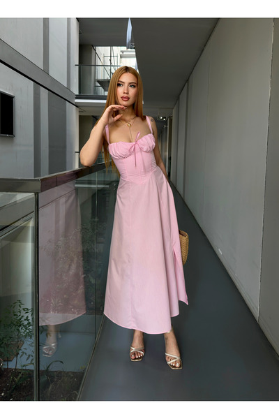 Angel Mia Anna Poplin Elbise Pembe