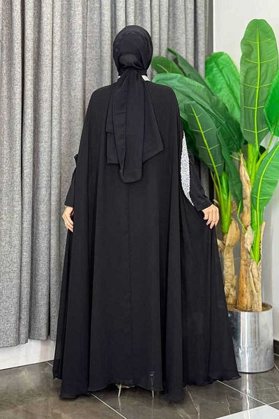 Bym Fashion Stone Processing Detailed Dress Cape Suit 3875 Black