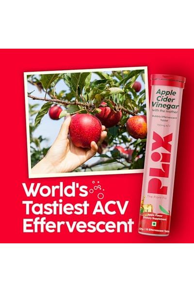 PLIX - THE PLANT FIX Apple Cider Vinegar 15 Effervescent Tablet, ACV with mother for and