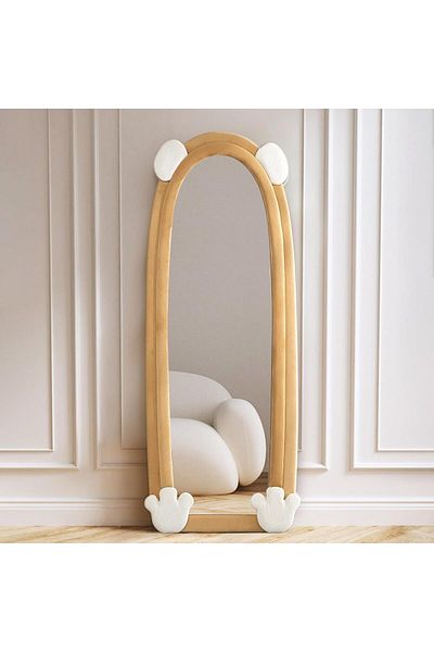 Generic Full Length Mirror Floor Mirror, Wall Mirror Soft Velvet Fabric Frame Brown160x60CM