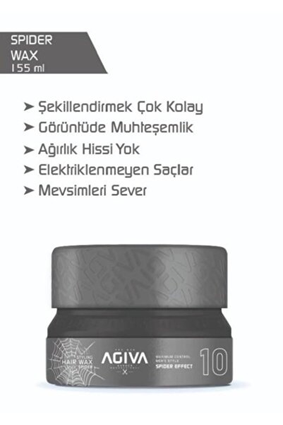 Agiva Hair Wax 155 Ml Spıder Effect Parlak Görünümlü Yüksek Tutuş Saç Şekillendirirci