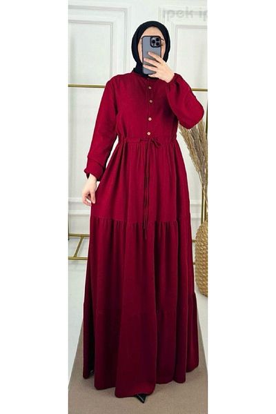 Kumaş sever Cotton River Dress Wide Size Lace up Model Hijab Clothing S/M L/Xl 2XL 3XL Size
