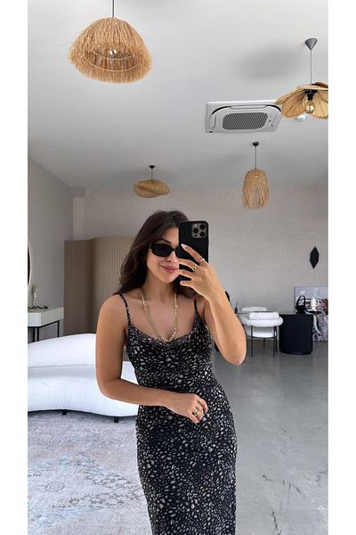 Buket Teke Rochie de degaje cu model leopard negru