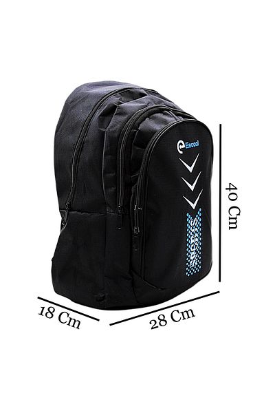 Gen-Of Sport 3 Compartment School Backpack Black Blue Dotted Code:701