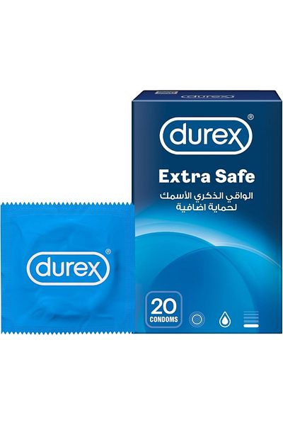 Durex Extra Safe Extra Lubed Condoms for Men, Pack of 20