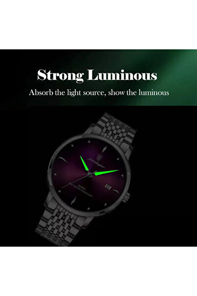 POEDAGAR Ανδρικό ρολόι Poedagar, ανοξείδωτο ατσάλι, ασημί-χρυσό, μαύρο καντράν