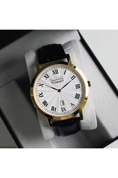 MICHAEL TOMMY Mt20310Gsysb52 Men's Wrist Watch with Leather Band