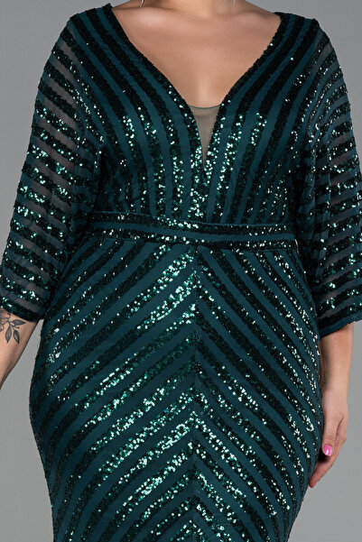 Abiyefon Women's Green Long Sequin Sequin Plus Size Evening Dress Abu900