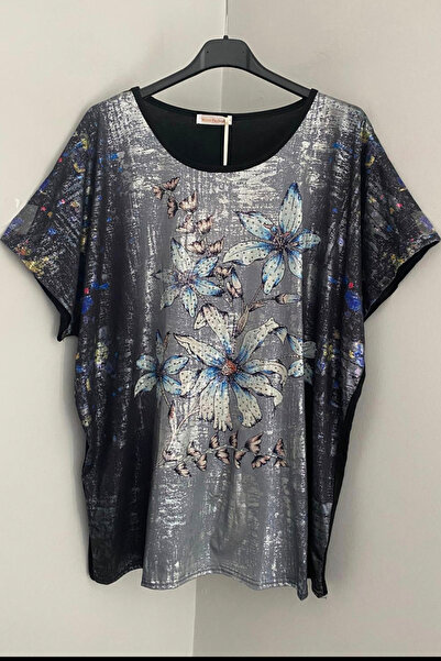 AYASOFYA OTANTIK Жіноча італійська чорна різнокольорова блуза з блискучими де...