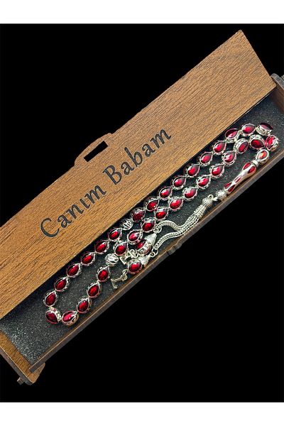 KANUNİ TESBİH Red Enamel Embroidered Letter Metal Rosary, Letter Rosary, Gift Rosary, Men's Rosary