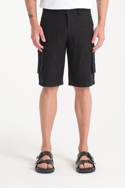muzzo jeans Black 100% Linen Shorts with Cargo Pockets