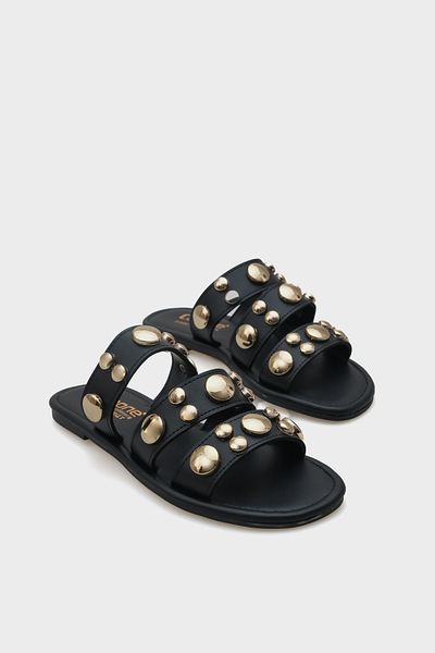 Capone Outfitters Klapki damskie Kate Strappy Metal Accessory Flat Heel Round Toe
