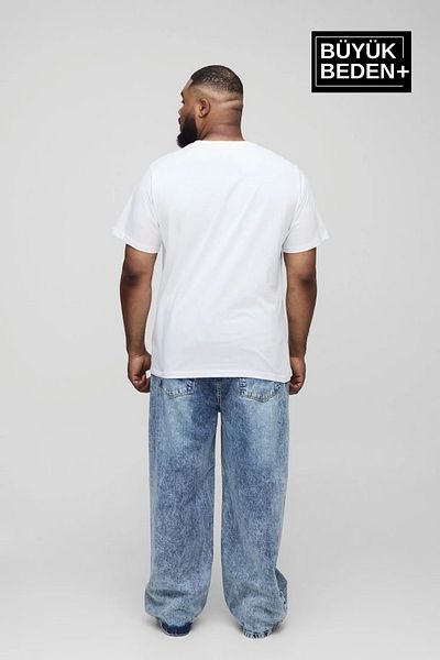 Superlife Superlife Men's Large Size Milano Italia Printed Crew Neck T-Shirt Spr25Bts907