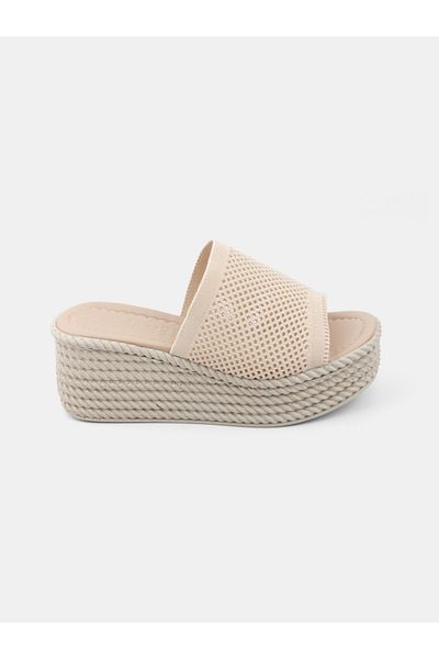 MAGGIO Women's Nude Wedge Heel Daily Knitwear Slippers