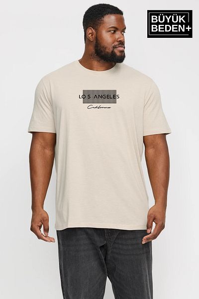 Superlife Ανδρικό μπλουζάκι Superlife μεγάλου μεγέθους Las Angeles με στάμπα με λαιμόκοψη SPR25BT909