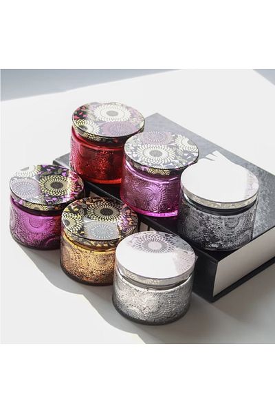 PUFO Set de 6 lumânări parfumate Pufo Luxury în boluri elegante de sticlă cu capace