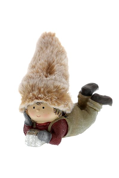 GiftExpress Baby figurine on belly in fur hat - Little boy