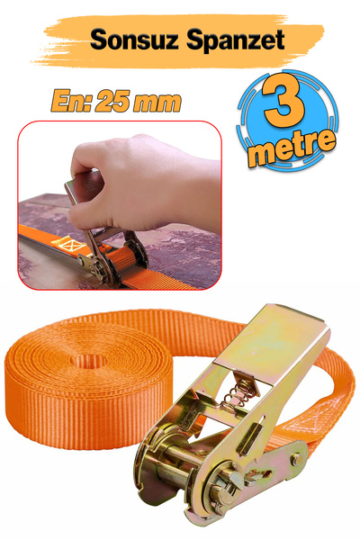 Badem10 Sonsuz Gırgır Spanzet Yük Gerdirme Halatı Eşya Sabitleme Sapan 3 Metre Yük Taşıma Kamyoncu İpi