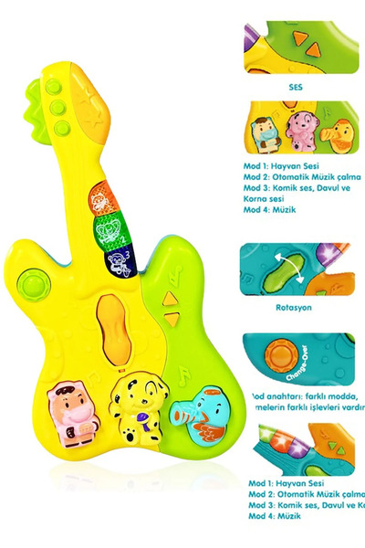 Vivaverse Işıklı ve Müzikli Gitar Bebek Piyanosu