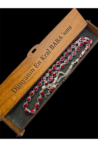 KANUNİ TESBİH Red Enamel Embroidered Letter Metal Rosary, Letter Rosary, Gift Rosary, Men's Rosary
