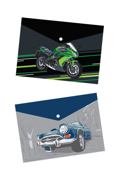 VİVA Puti Desenli A4 Çıtçıtlı Dosya 2 Adet Puti Taşıtlar