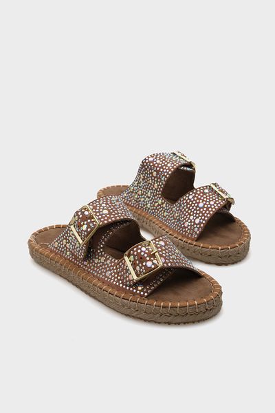 Capone Outfitters Γυναικείες παντόφλες εσπαντρίγιας Caitlin με διπλό ριγέ πέτρα