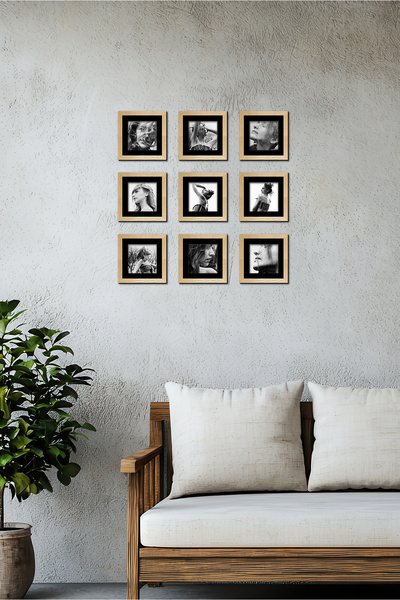 SILVERWOOD Doğal ahşap, Sök-tak, Paspartulu, 11.5 cm x 11.5 cm. Kare Fotoğraf Çerçevesi - 9'lu paket