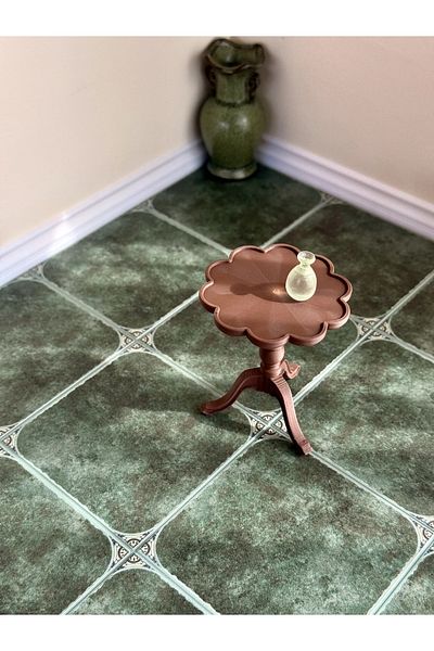 CharmFancy 1/12 Scale Antique Vintage Coffee Table Miniature Diorama Ware Accessory