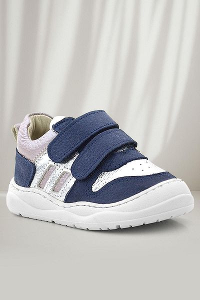 Rakerplus Schaggy Genuine Leather Silvery Navy Blue Silver Baby Sports Shoes