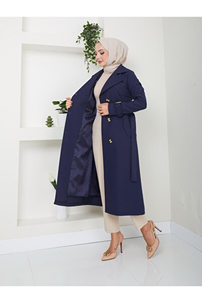 KMKkombin ARKASI ZİNCİRLİ ORTA BOY KADIN TRENÇKOT