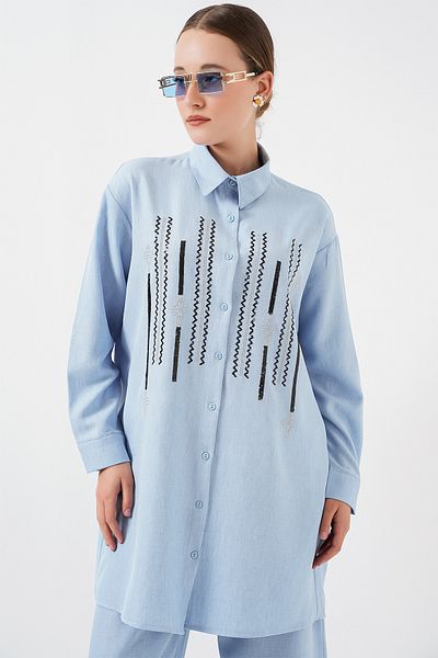 Bigdart Παντελόνι με σχέδιο Tunic Διπλό Σετ 6720 - Μπλε