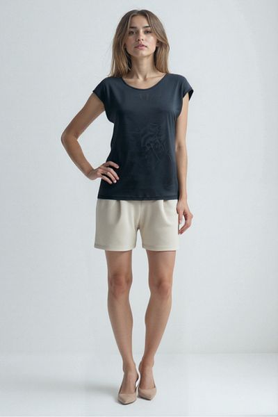 WESTMARK LONDON Tricou cu mânecă scurtă pentru femei, gri închis, din bumbac, cu decolteu, BETTY O-NECK TOP
